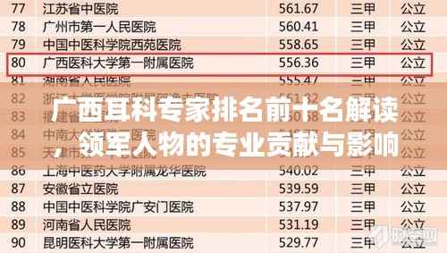 广西耳科专家排名前十名解读,领军人物的专业贡献与影响力不容小觑